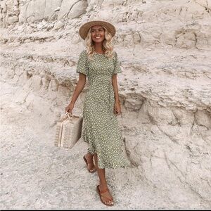 Kivari Gracie Floral High Neck MIDI Dress